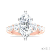 1 1/5 ctw Marquise Shape Round Cut Diamond Semi Mount Engagement Ring in 14K Rose and White Gold